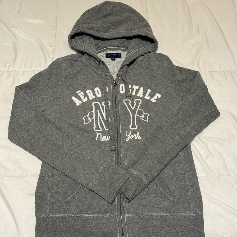 Aeropostale Zip Up Jacket, Women's Medium, Grey